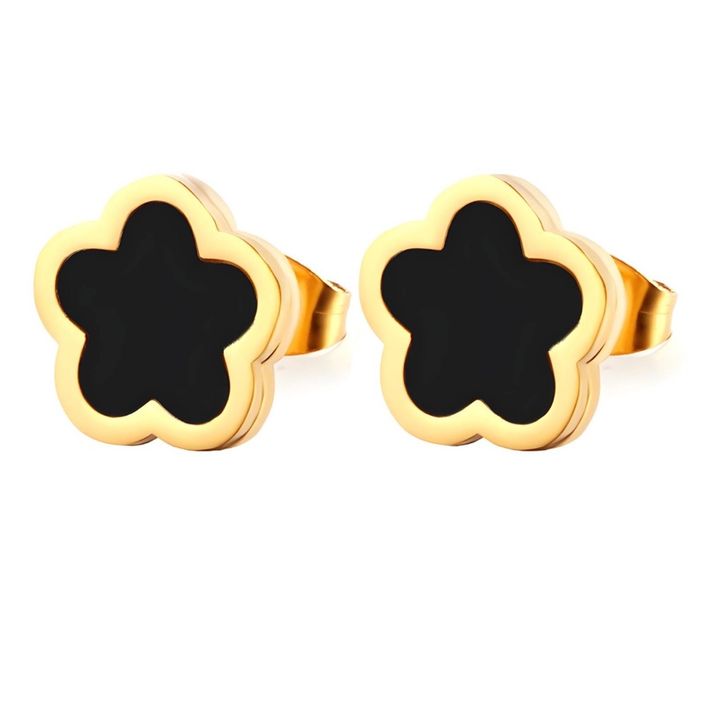 18K GOLD PLATED STAINLESS STEEL FLOWER EARRINGS, INTENSITY